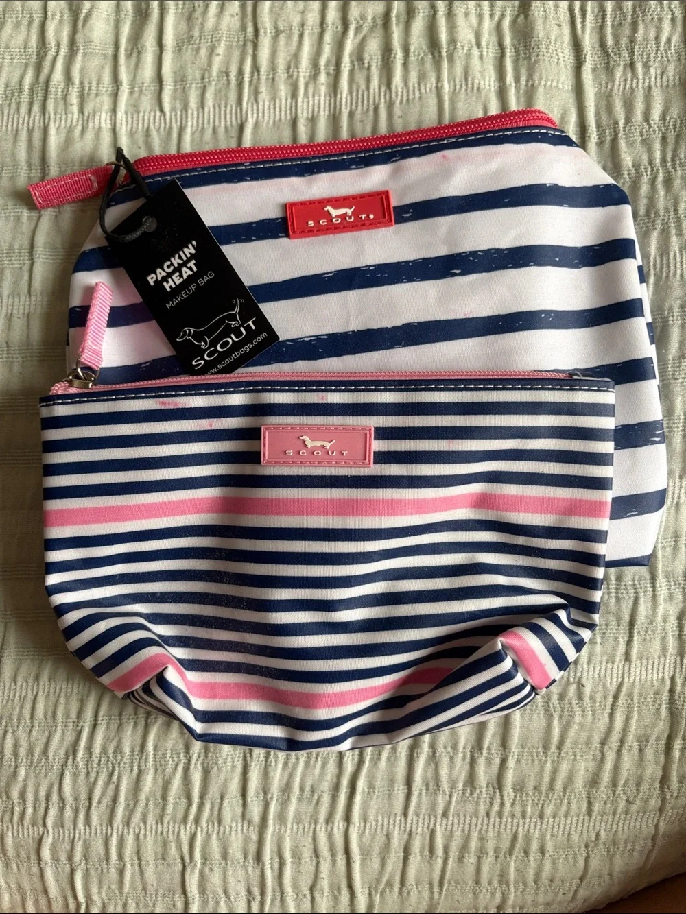 Scout Striped Navy, White & Pink Cosmetic Pouch Duo